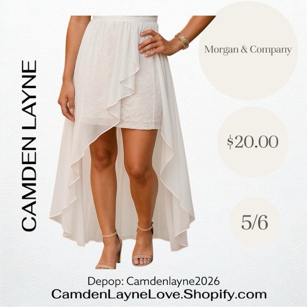 Morgan & Co. Elegant White High-Low Dress - Picture 3 of 6